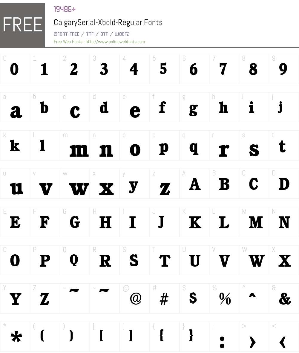CalgarySerial-Xbold Font Screenshots