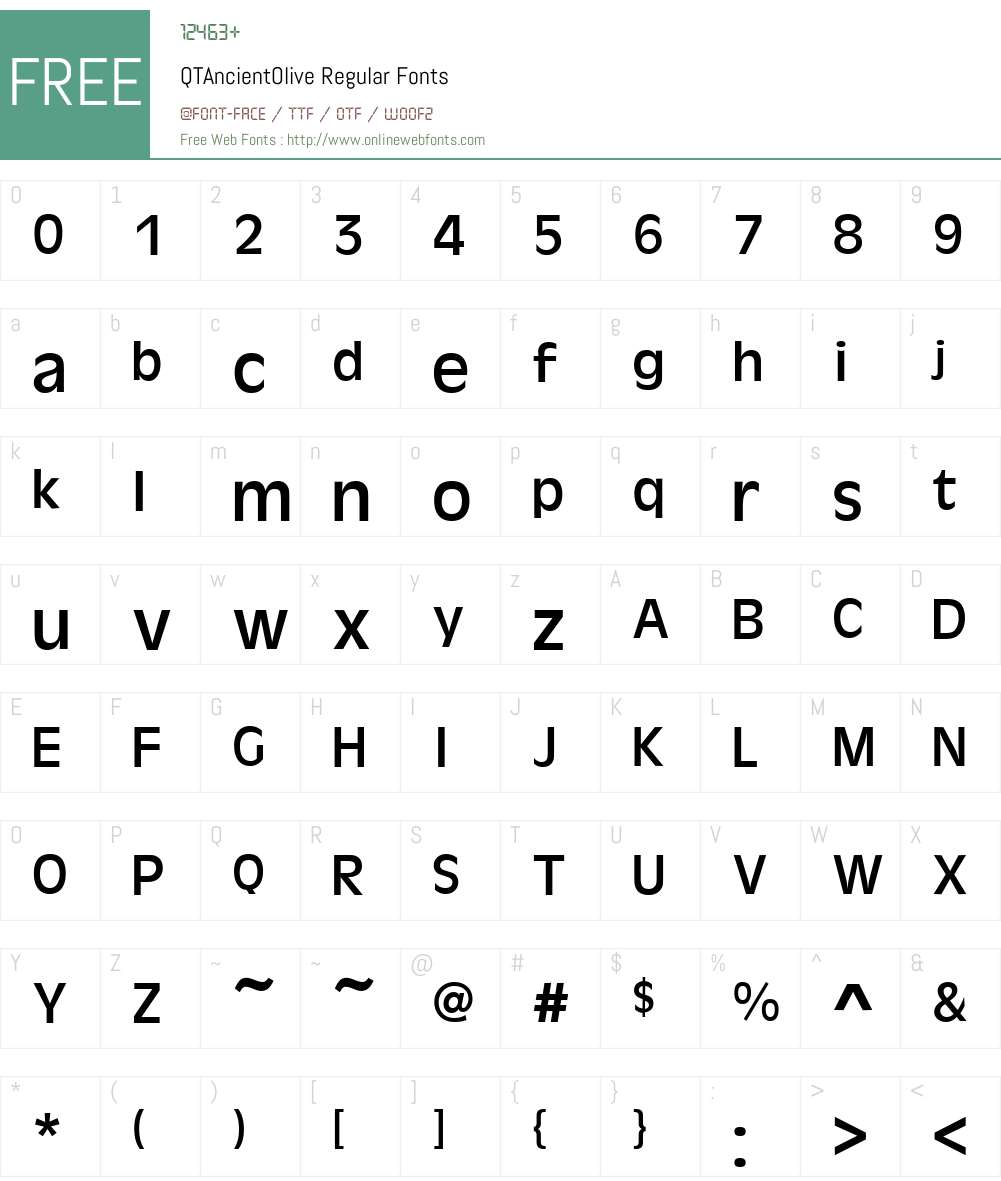 QTAncientOlive Font Screenshots