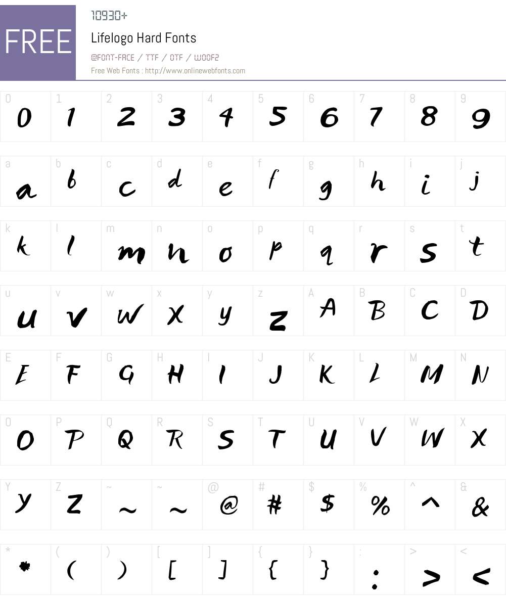 Lifelogo Hard Font Screenshots