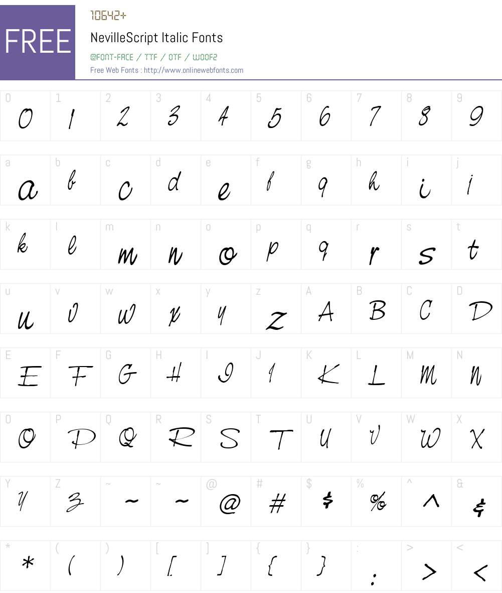 NevilleScript Font Screenshots