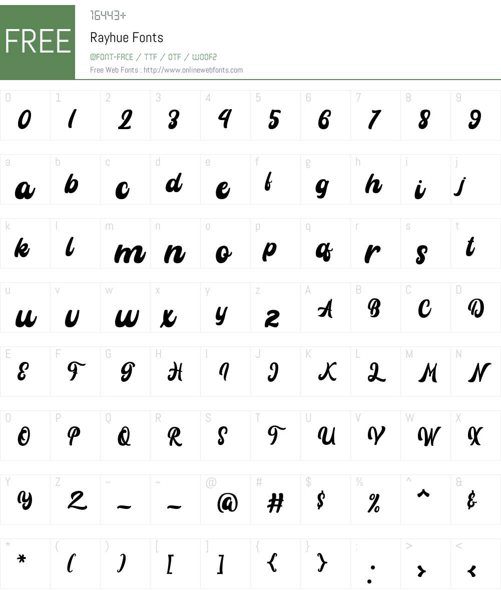 Rayhue Font Screenshots