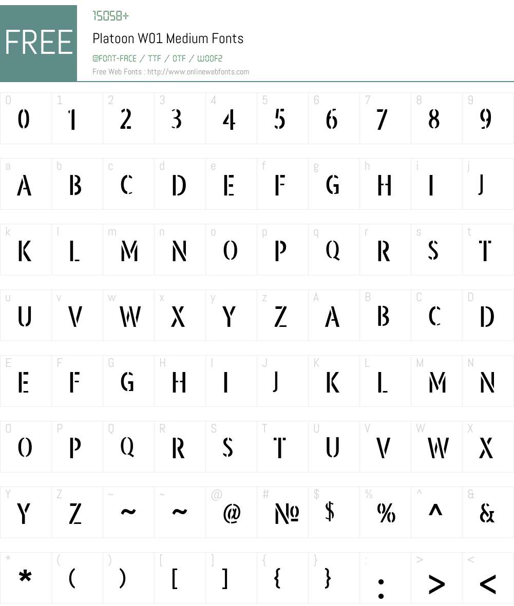 PlatoonW01-Medium Font Screenshots
