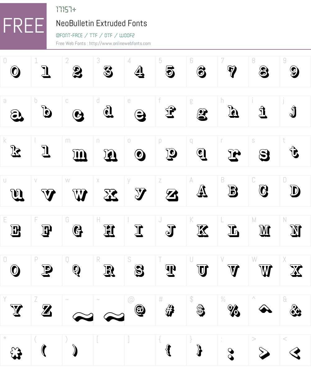 NeoBulletin Extruded Font Screenshots