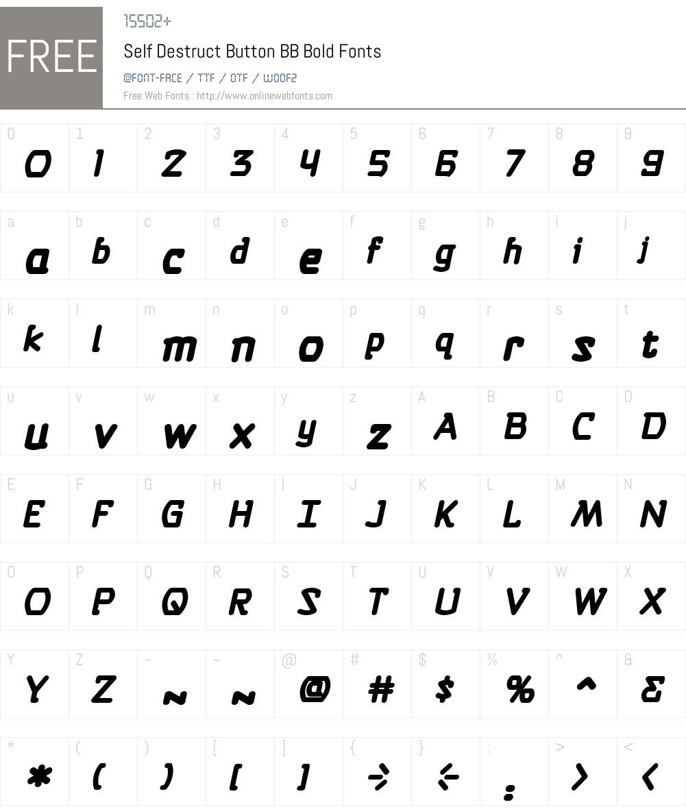 Self Destruct Button BB Font Screenshots