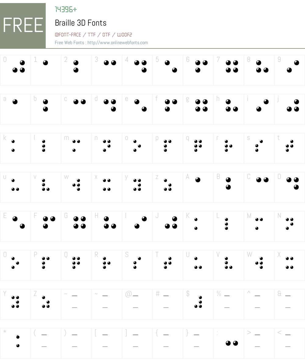 Braille 3D Font Screenshots