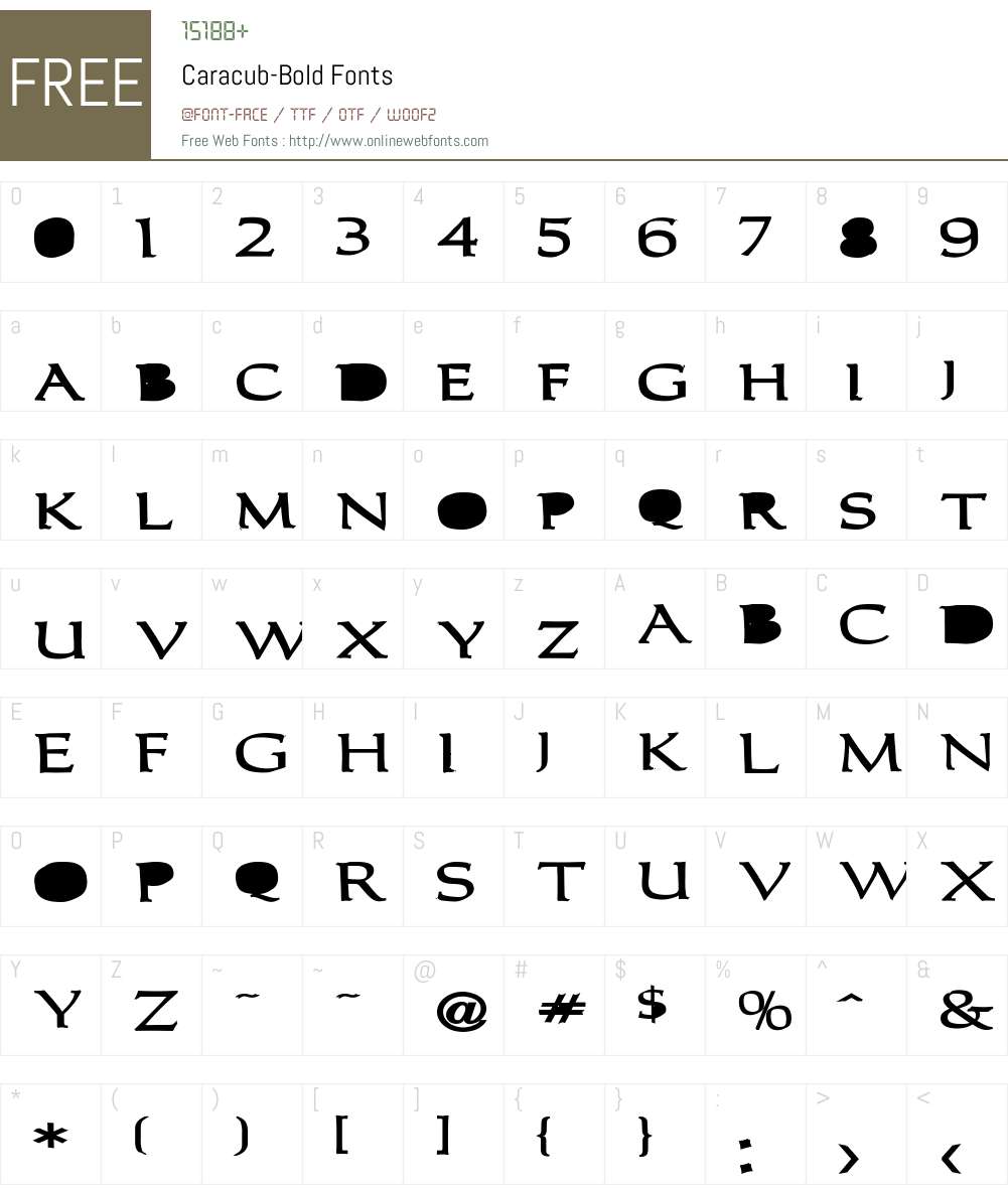 Caracub-Bold Font Screenshots