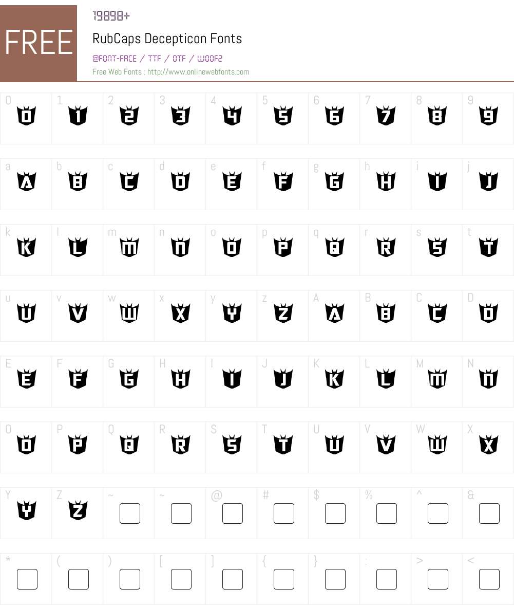 RubCaps Decepticon 1.10 January 27, 2015 Fonts Free Download