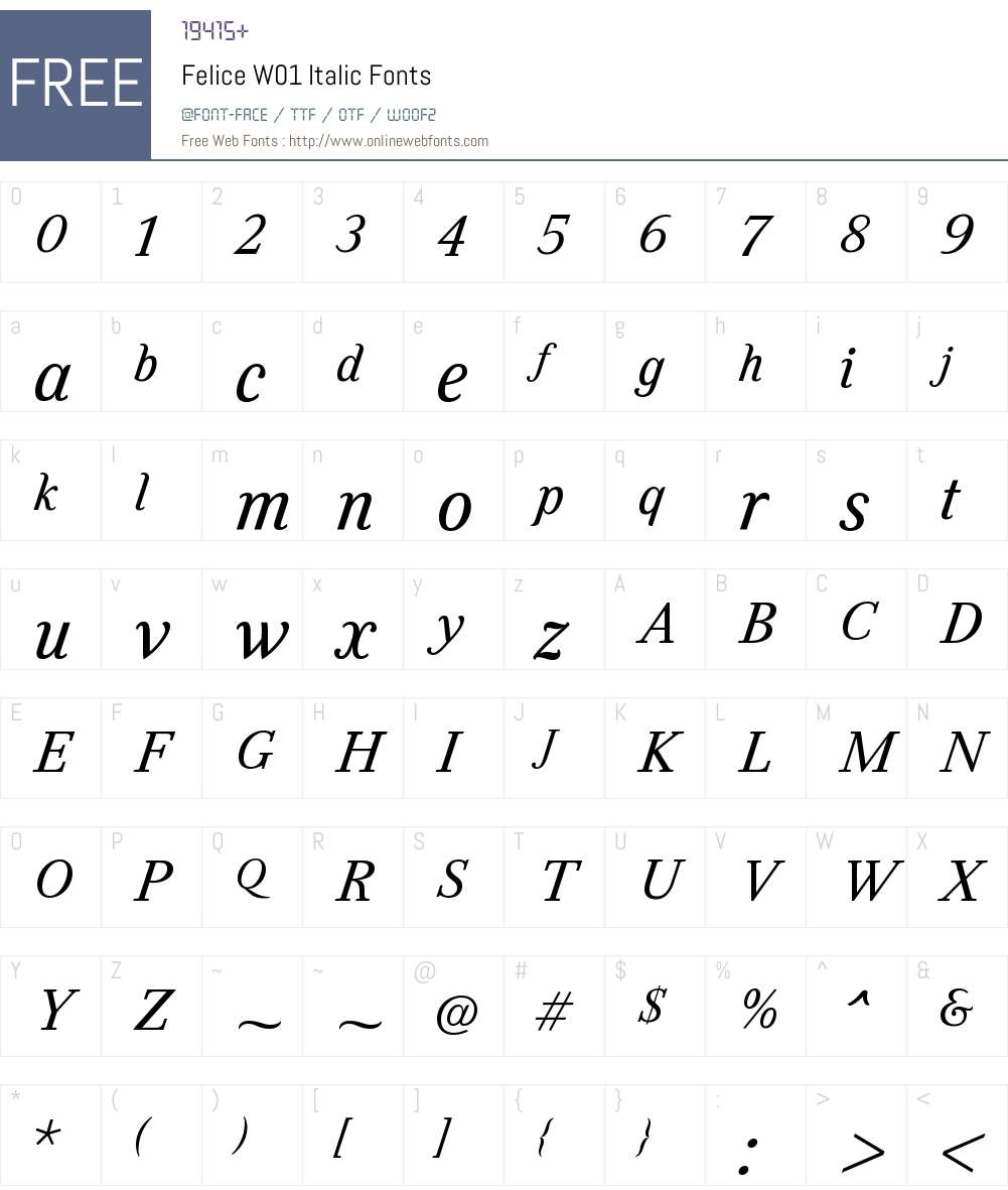 FeliceW01-Italic Font Screenshots