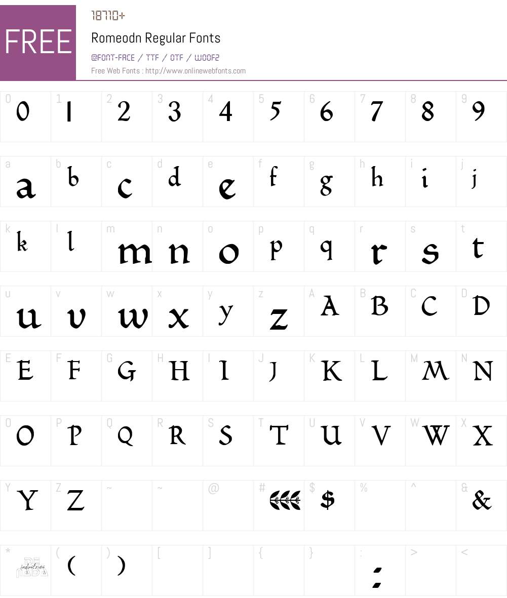 Romeodn Font Screenshots