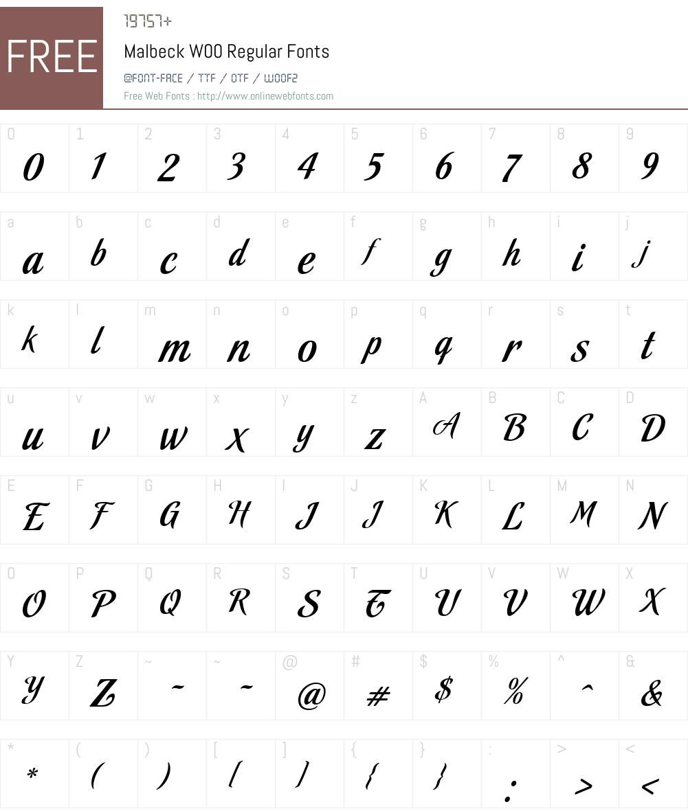 MalbeckW00-Regular Font Screenshots