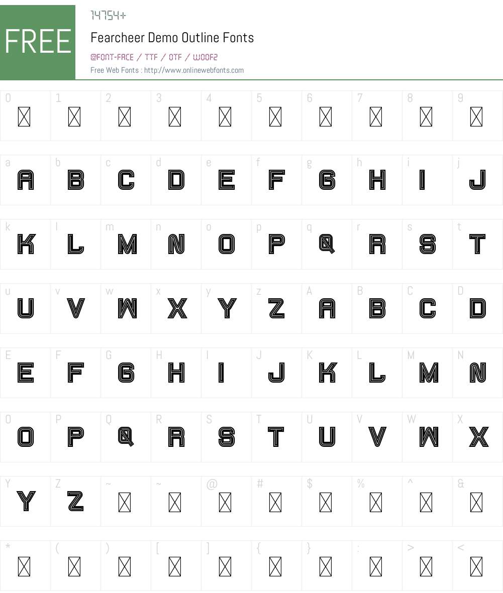 Fearcheer Demo Outline Font Screenshots