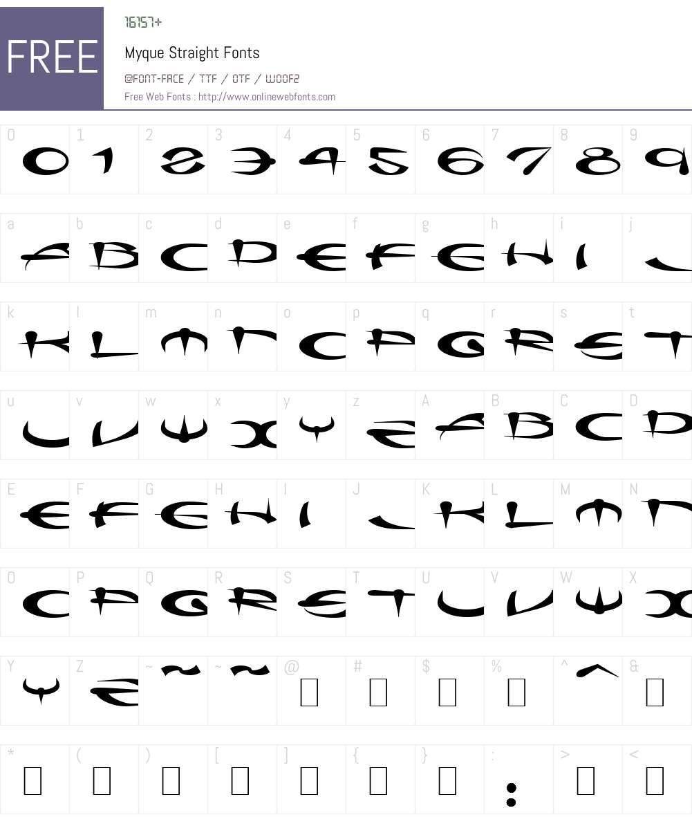 Myque Straight Font Screenshots