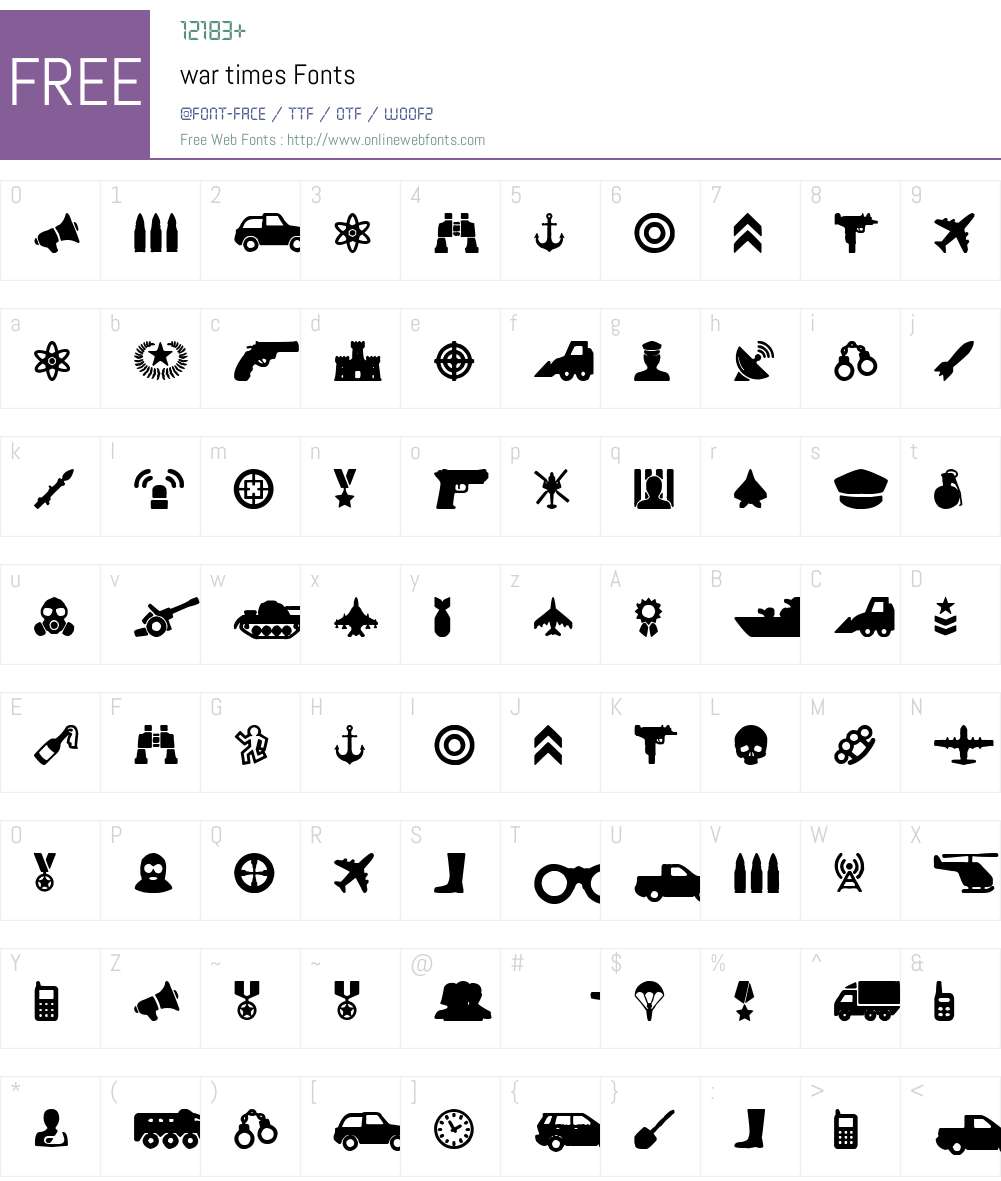 war times Font Screenshots