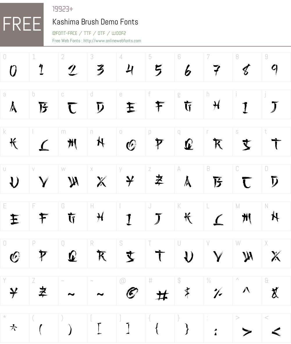 Kashima Brush Demo Font Screenshots