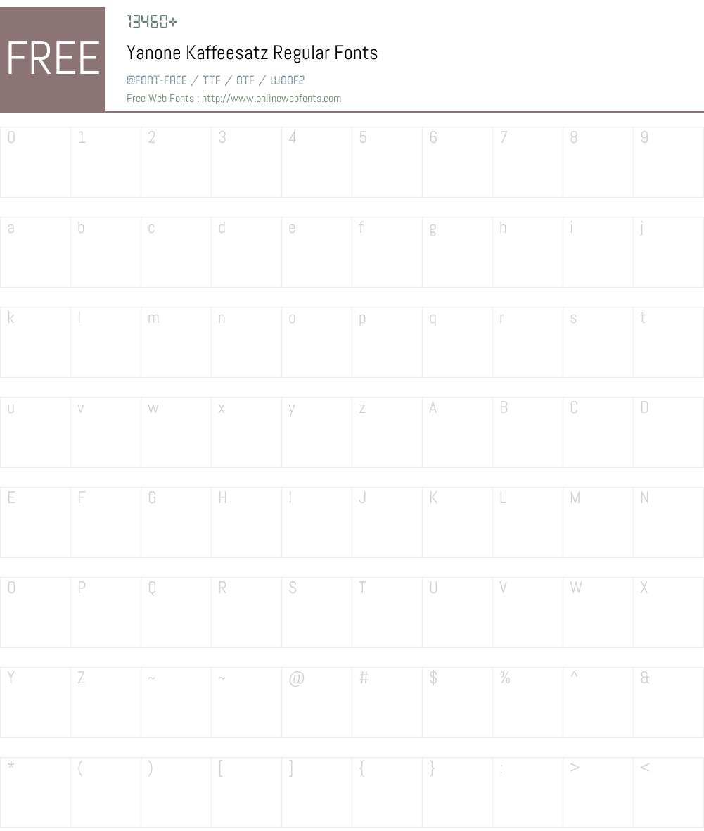 Yanone Kaffeesatz Font Screenshots