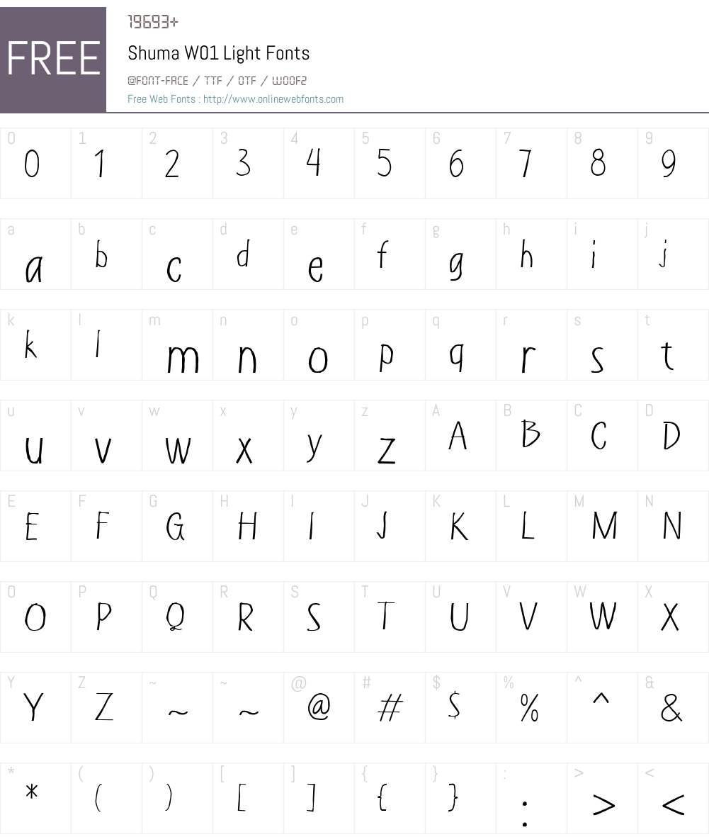 ShumaW01-Light Font Screenshots