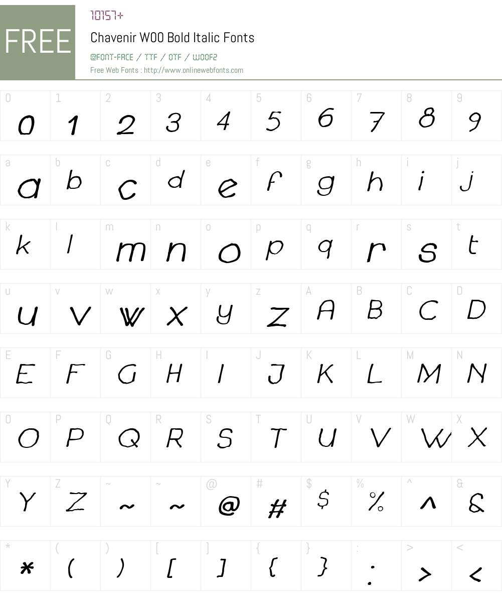 ChavenirW00-BoldItalic Font Screenshots