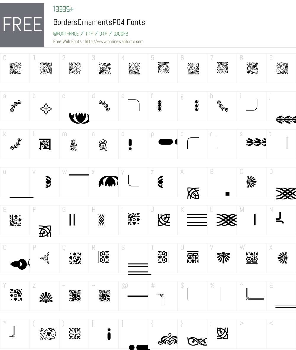BordersOrnaments Font Screenshots
