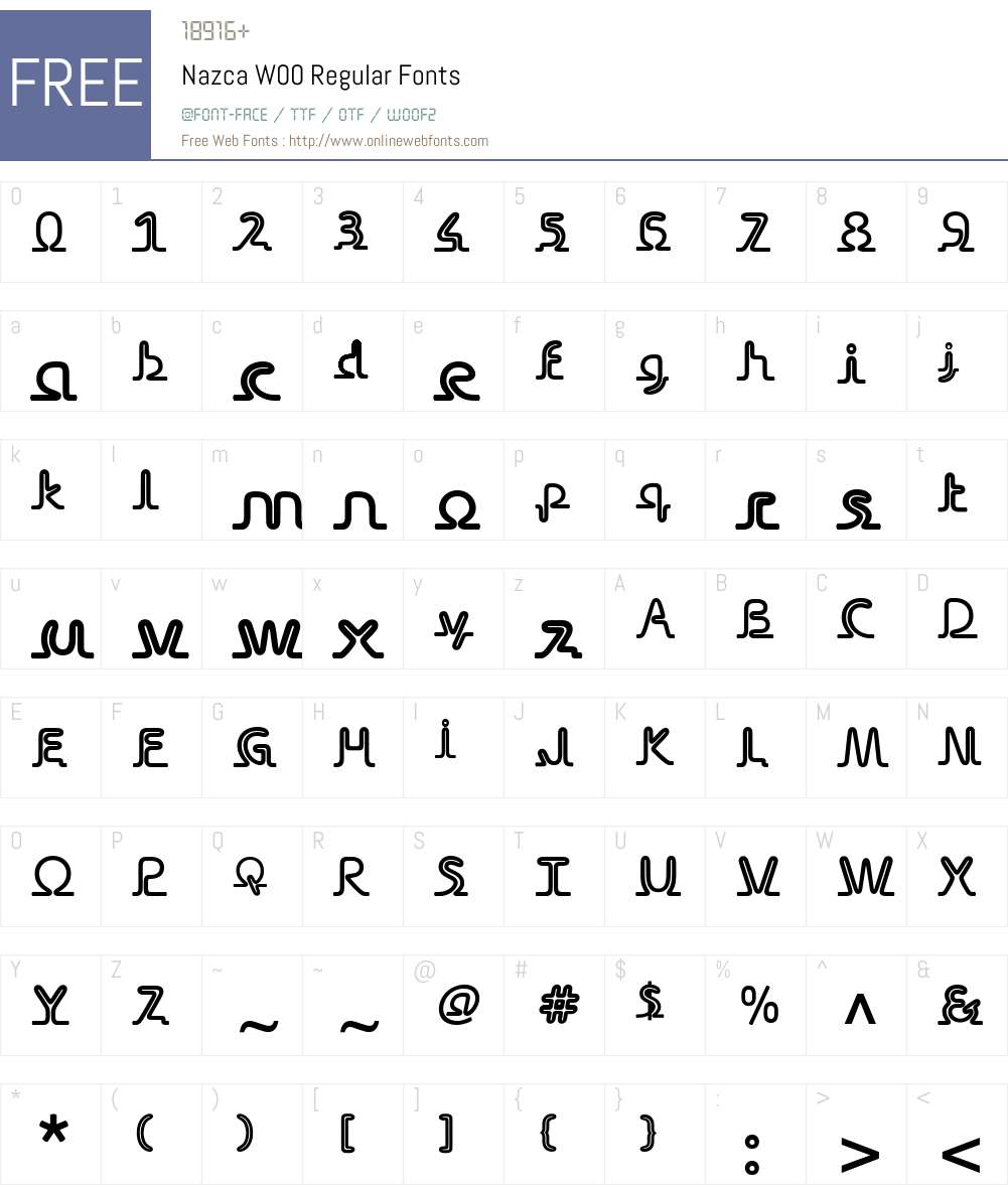 NazcaW00-Regular Font Screenshots
