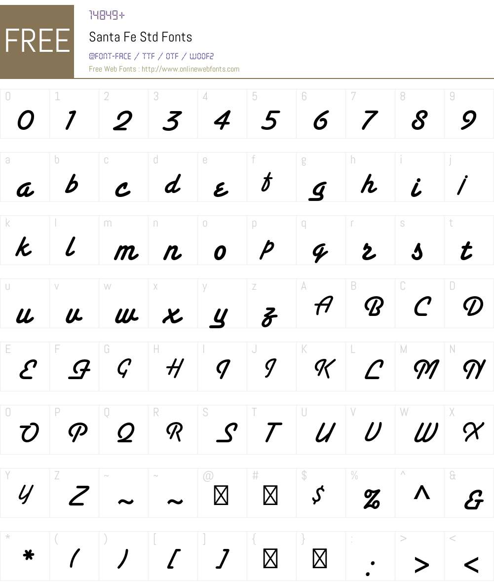 Santa Fe Std Font Screenshots