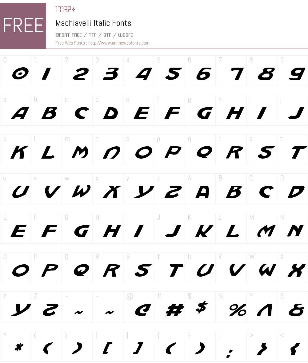 Machiavelli Italic Font Screenshots