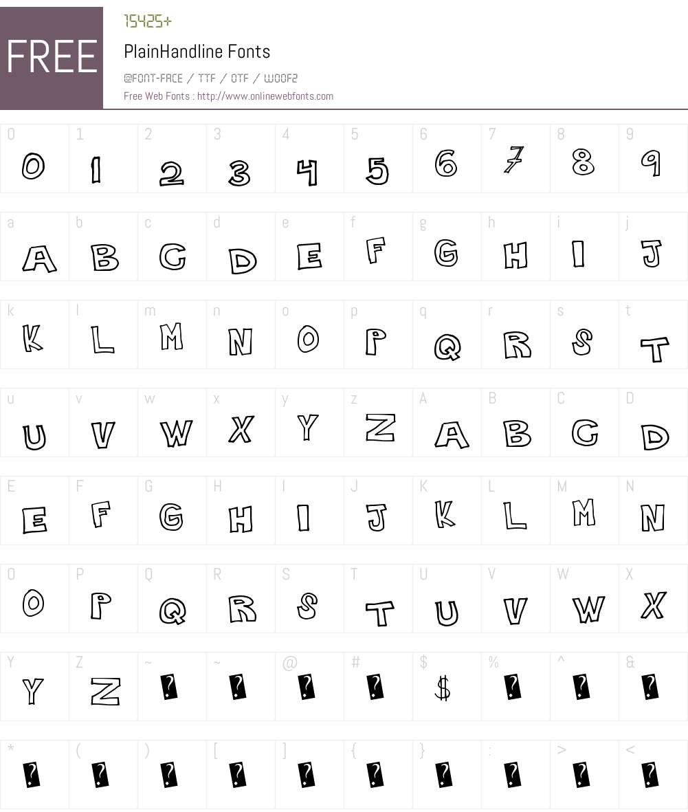 PlainHandline Font Screenshots