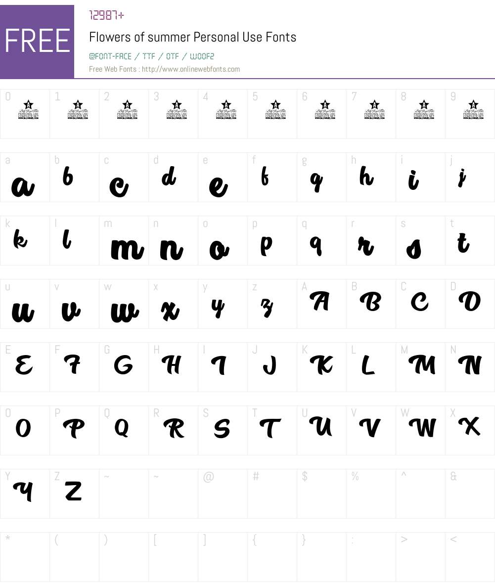 Flowers of summer Personal Use Font Screenshots