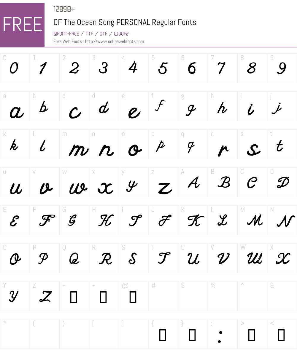 CF The Ocean Song PERSONAL Font Screenshots