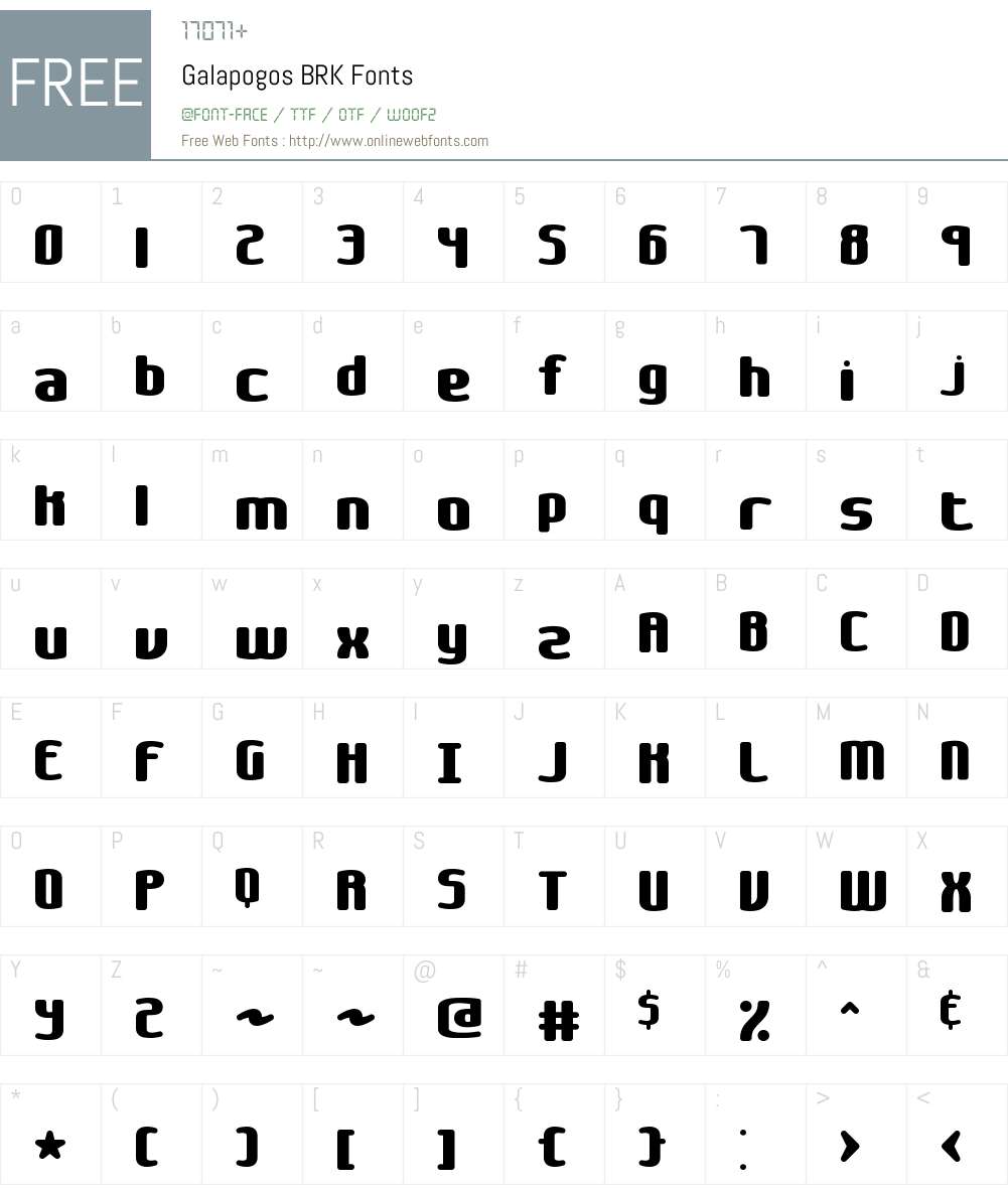Galapogos BRK Font Screenshots