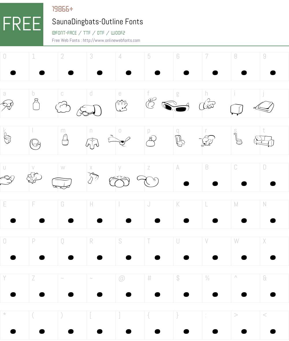 SaunaDingbats-Outline Font Screenshots