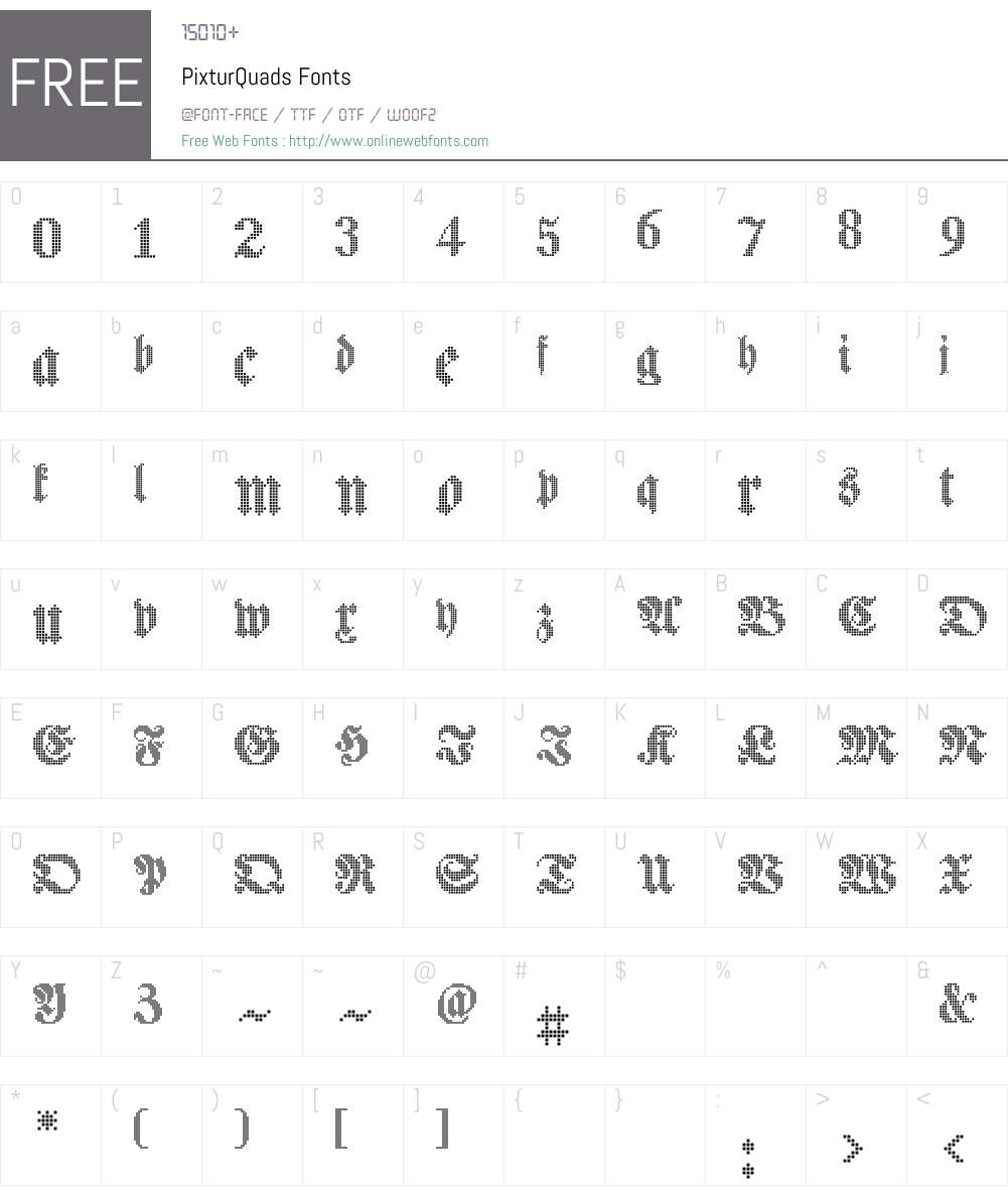 PixturQuads Font Screenshots