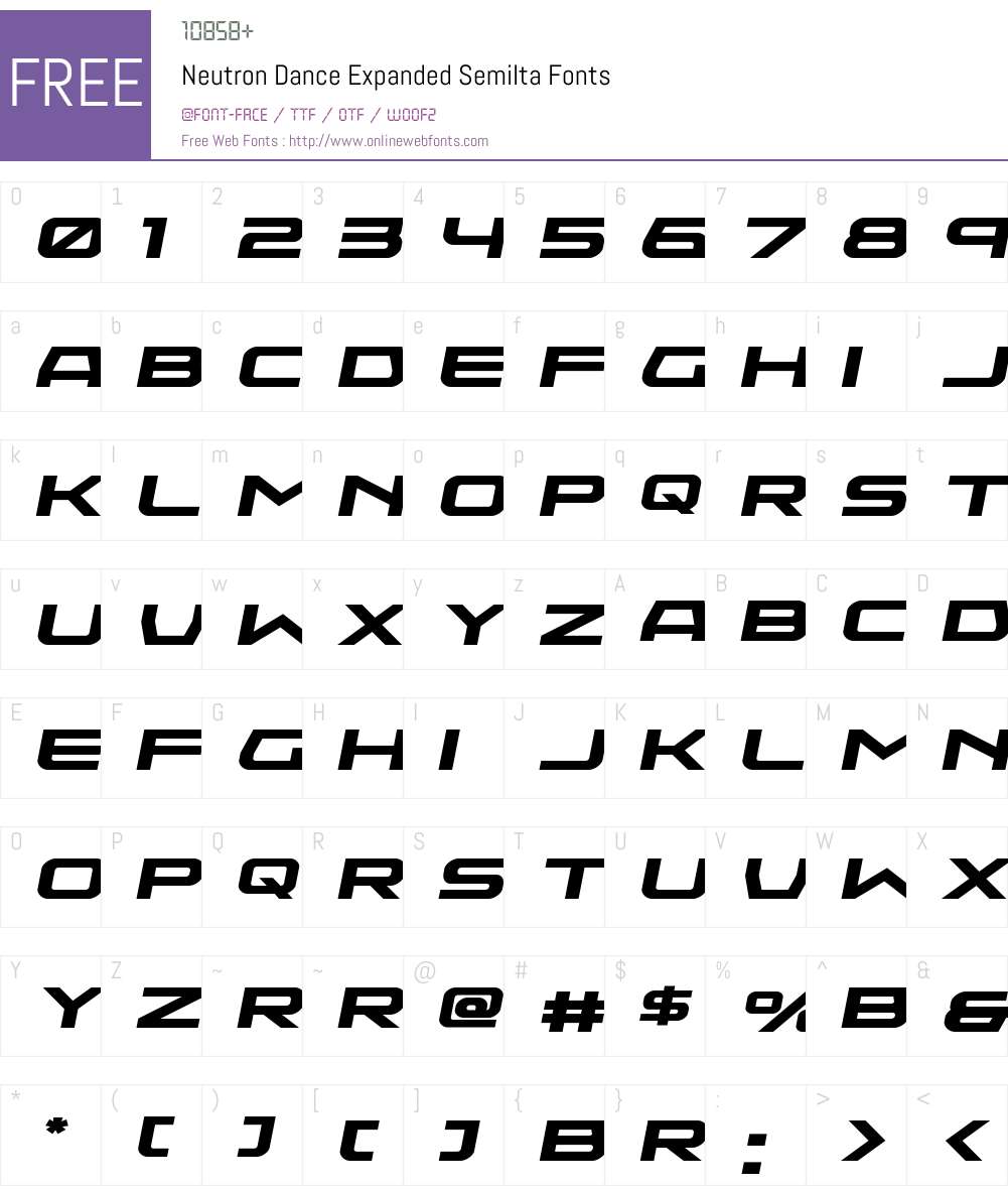 Neutron Dance Expanded SemiIta Font Screenshots