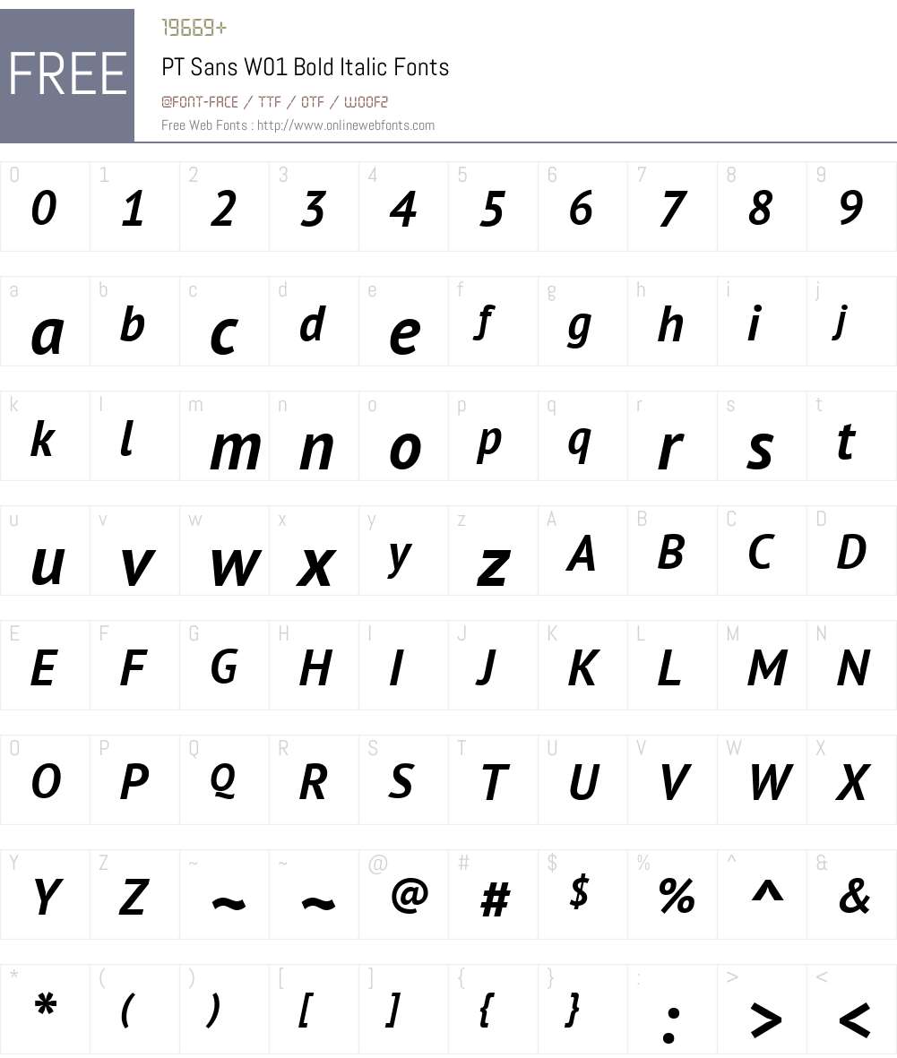 PTSansW01-BoldItalic Font Screenshots