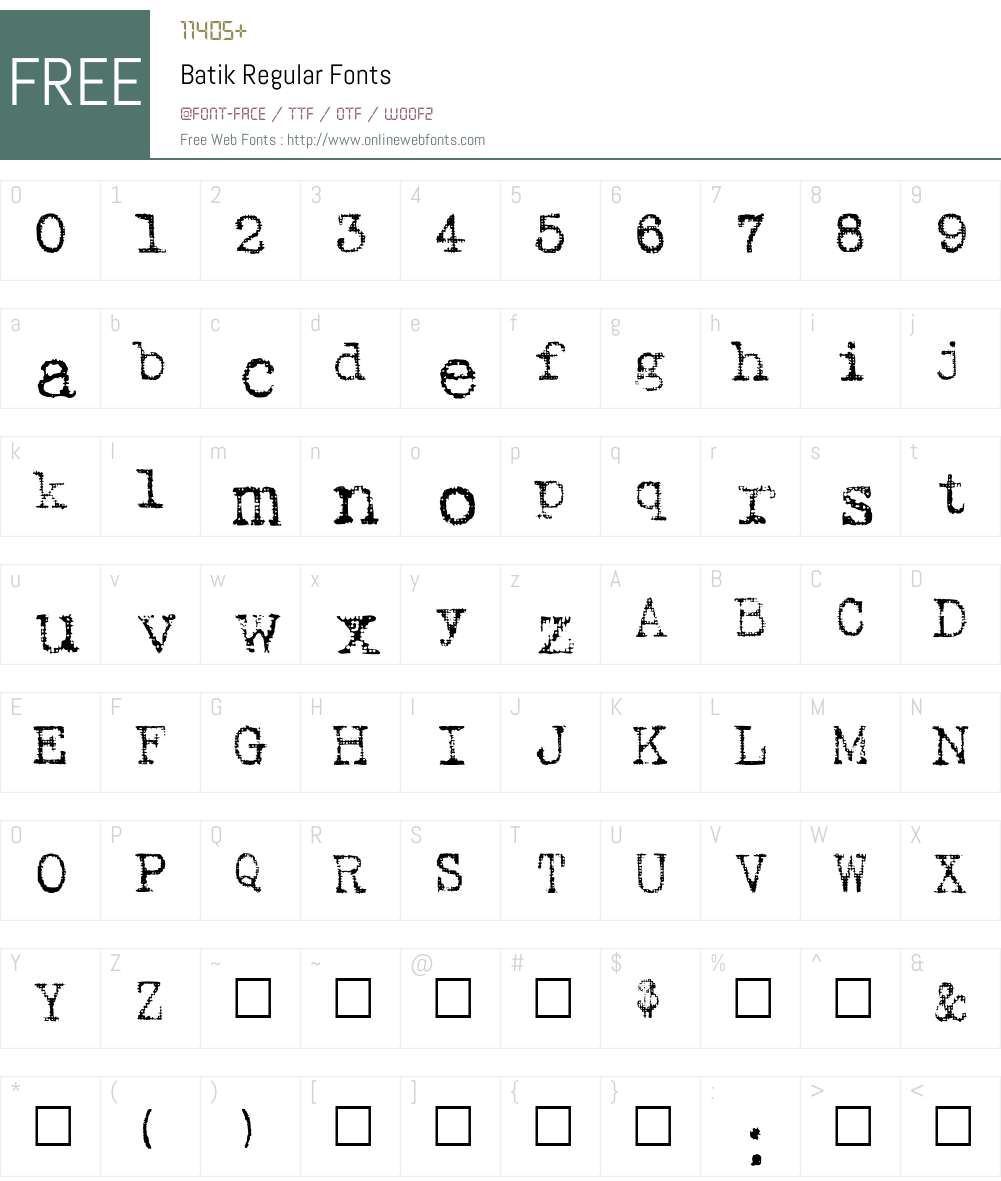 Batik Regular Font Screenshots