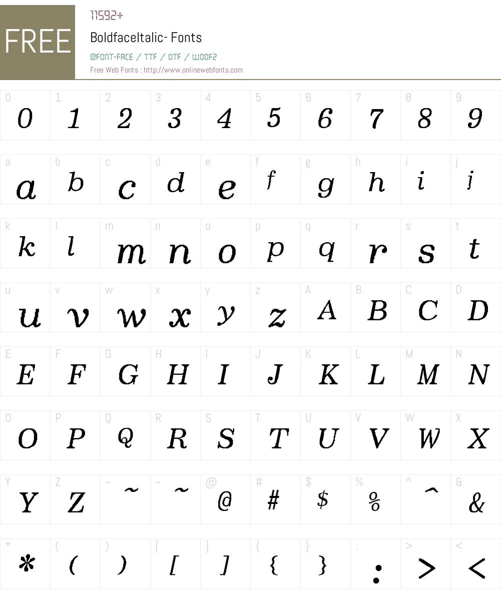 BoldfaceItalic- Font Screenshots