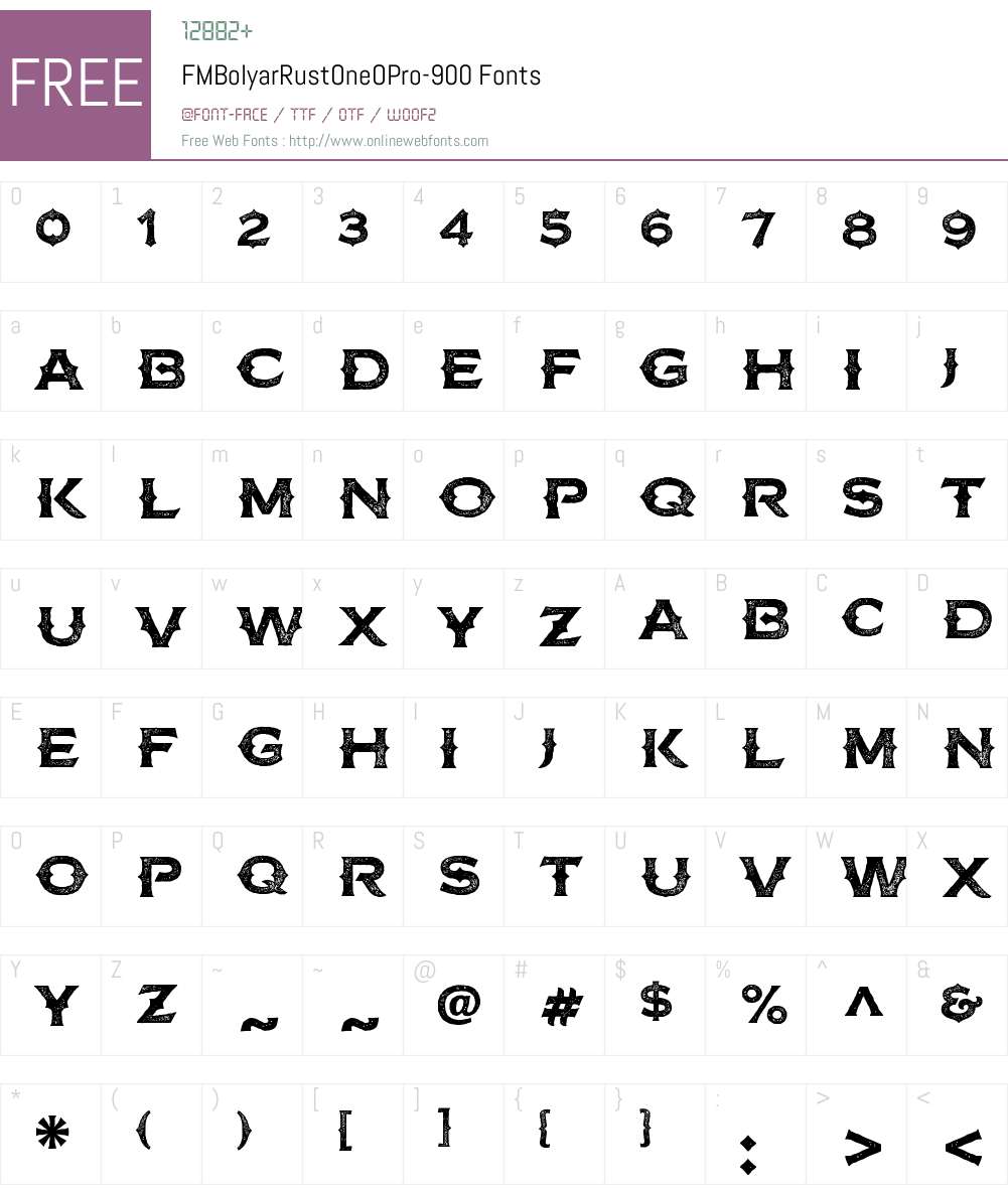 FMBolyarRustOneOPro-900 Font Screenshots