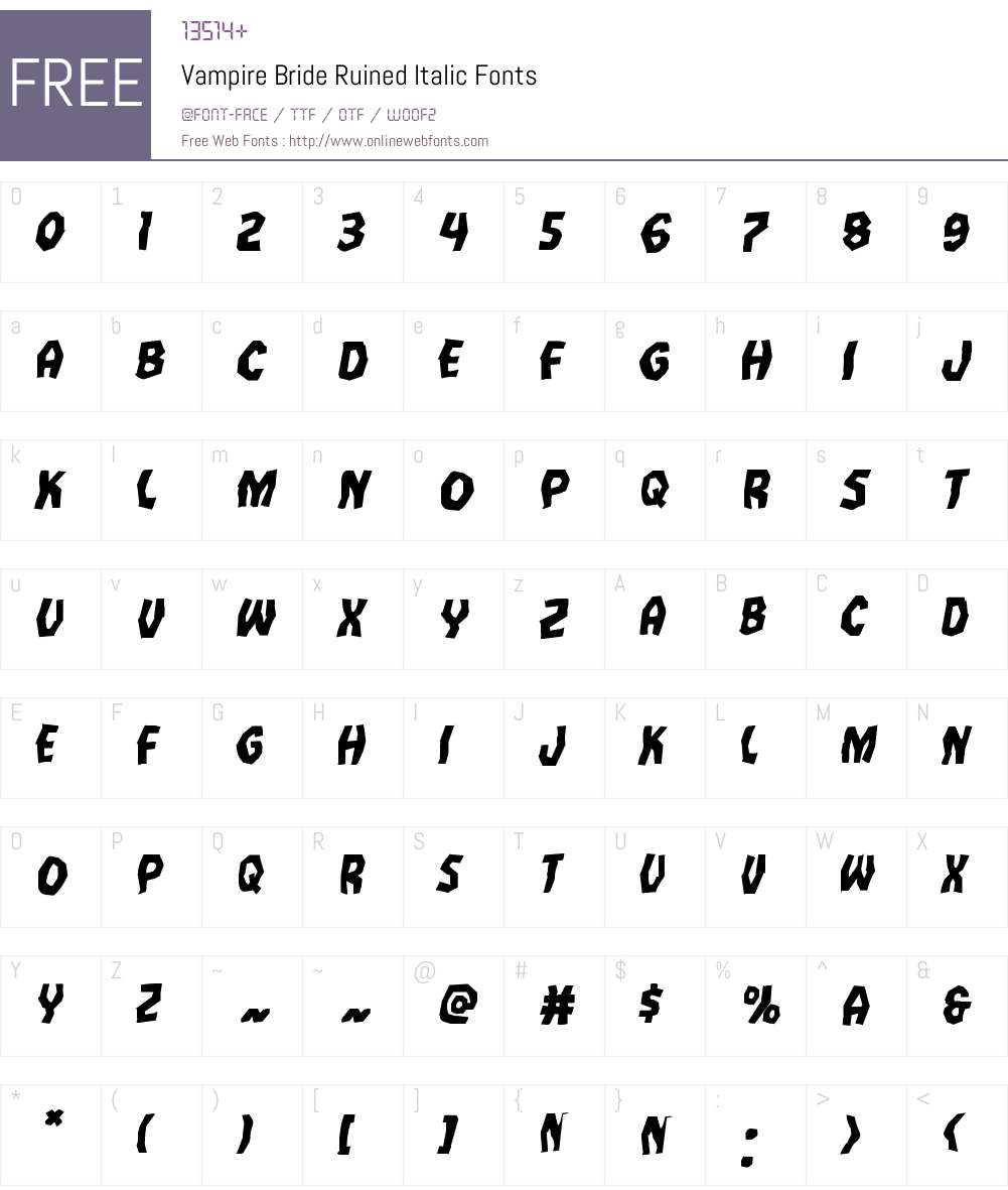 Vampire Bride Ruined Italic Font Screenshots