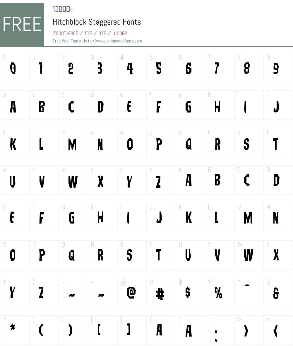 Hitchblock Staggered Font Screenshots