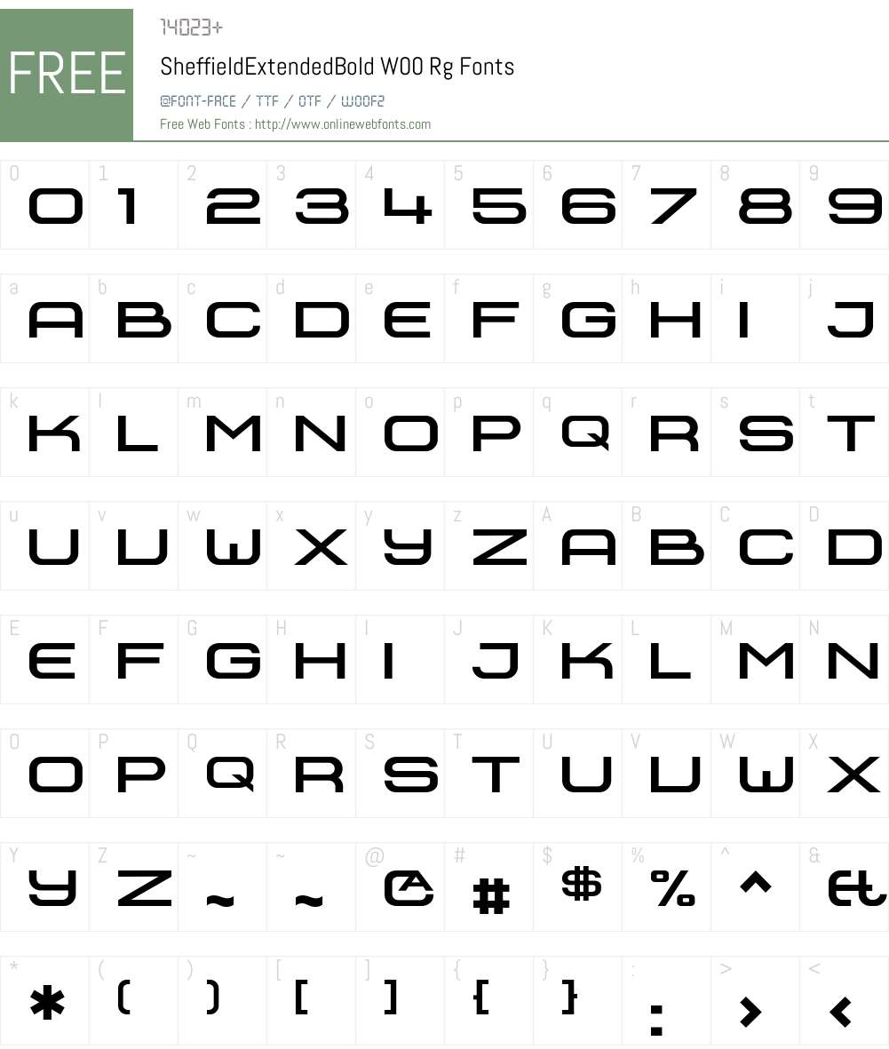 SheffieldExtendedBold Font Screenshots