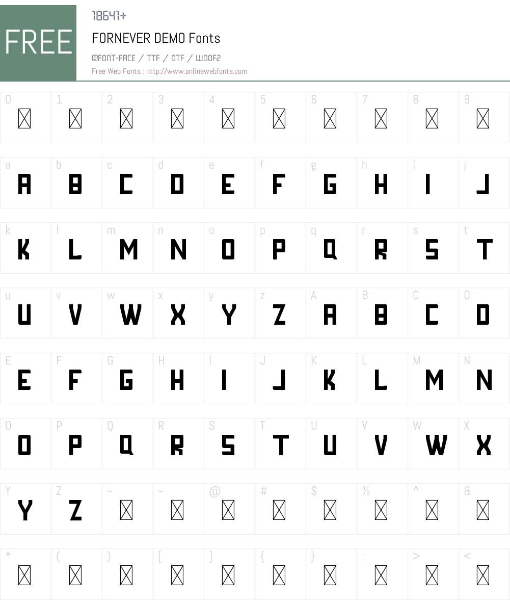 FORNEVER DEMO Font Screenshots