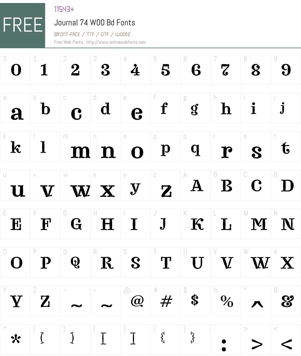 Journal74W00-Bd Font Screenshots