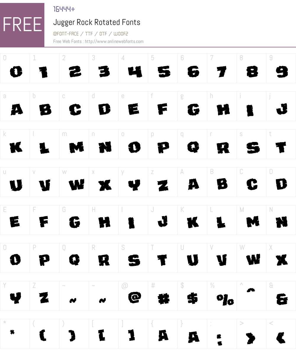Jugger Rock Rotated Font Screenshots