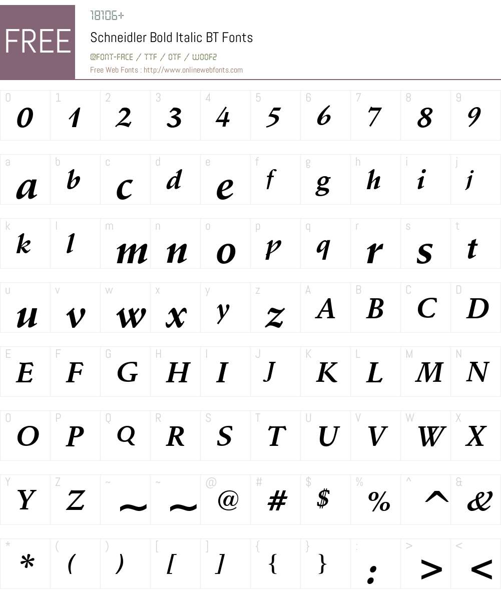 Schneidler BT Font Screenshots