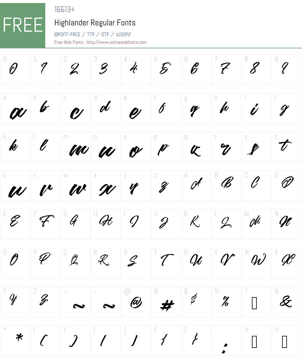 Highlander Font Screenshots