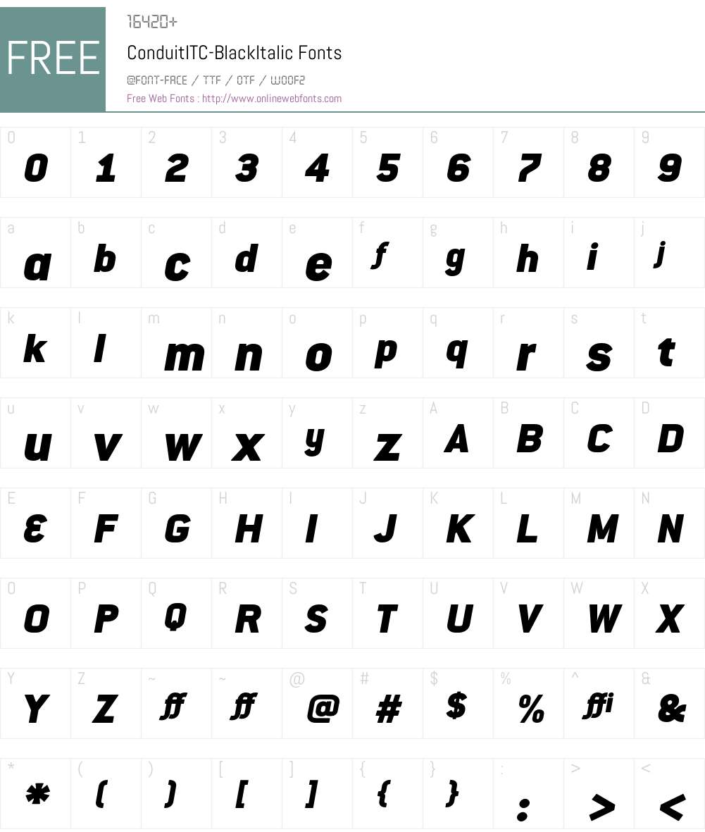 ConduitITC Font Screenshots