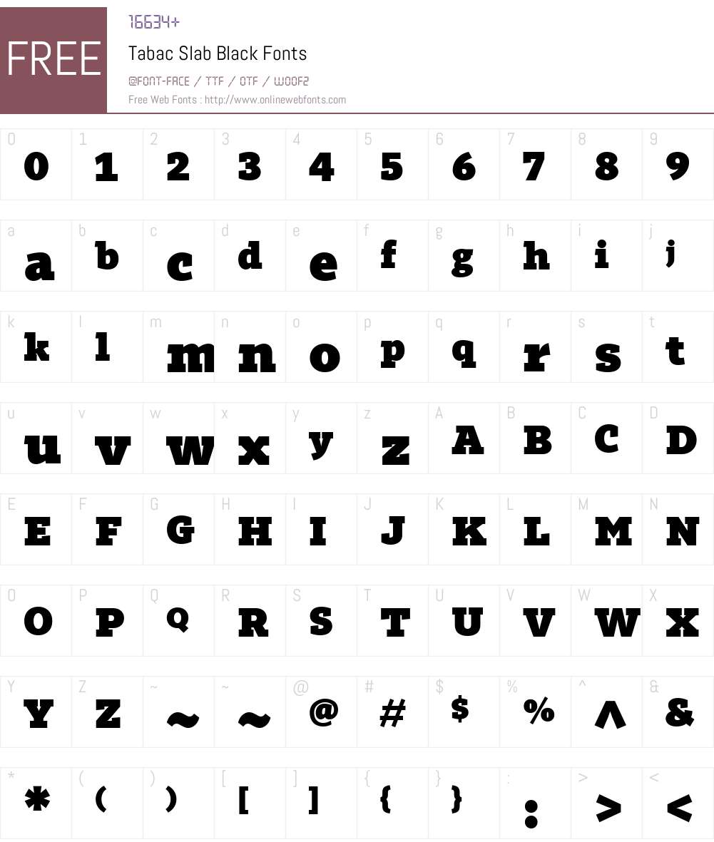 TabacSlabBlack Font Screenshots