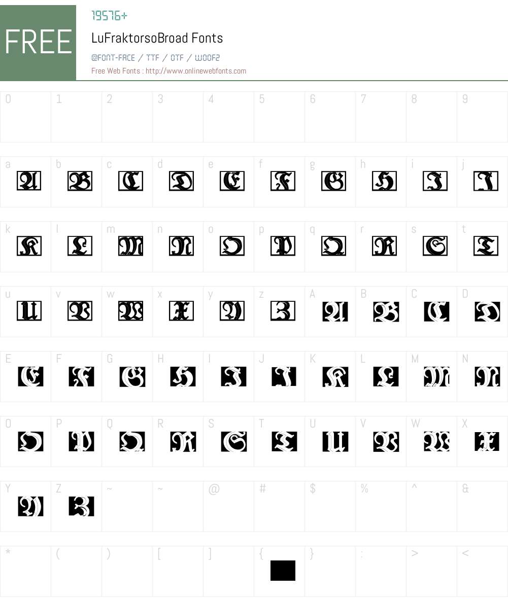 LuFraktorsoBroad Font Screenshots