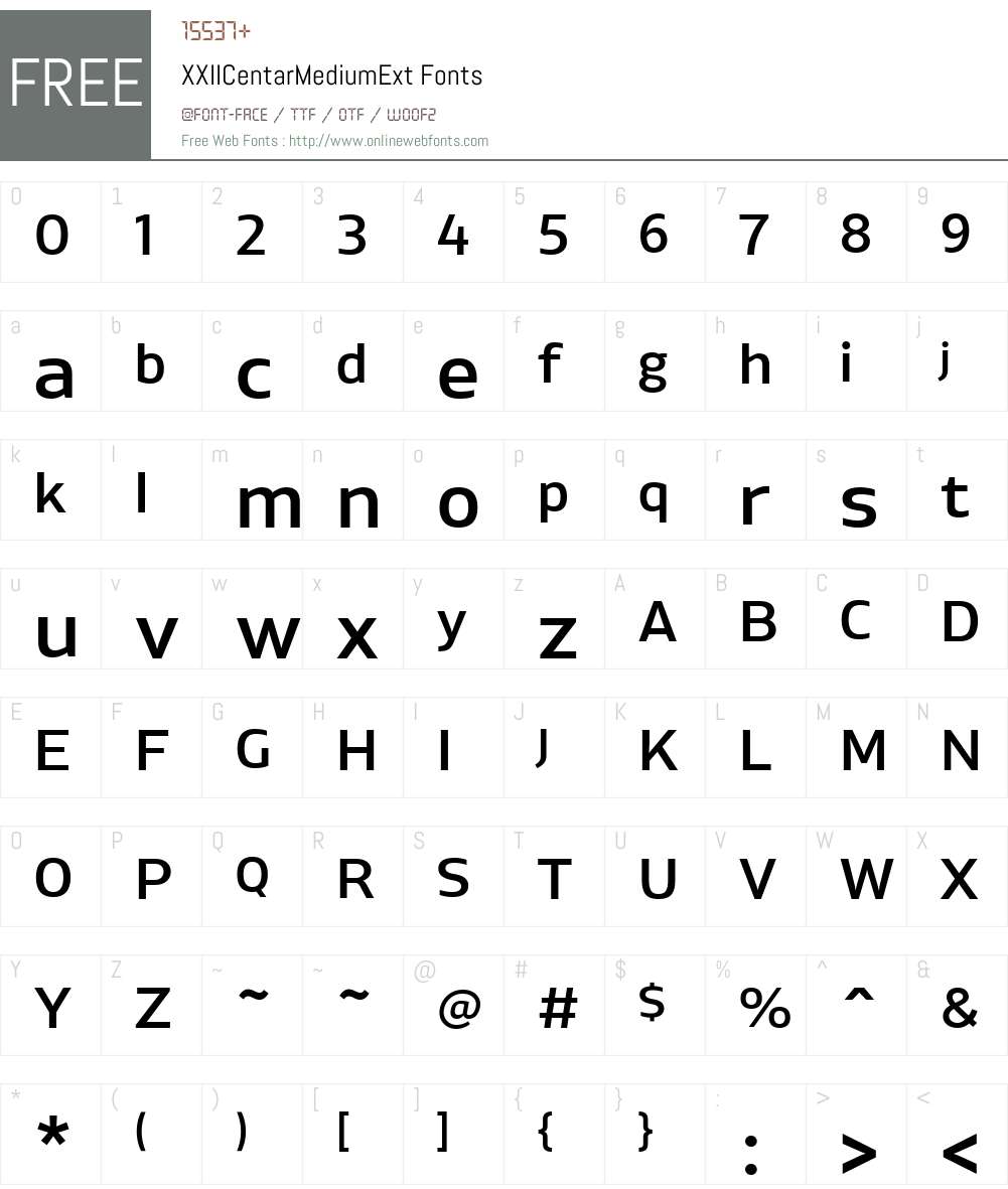 XXIICentarMediumExt Font Screenshots