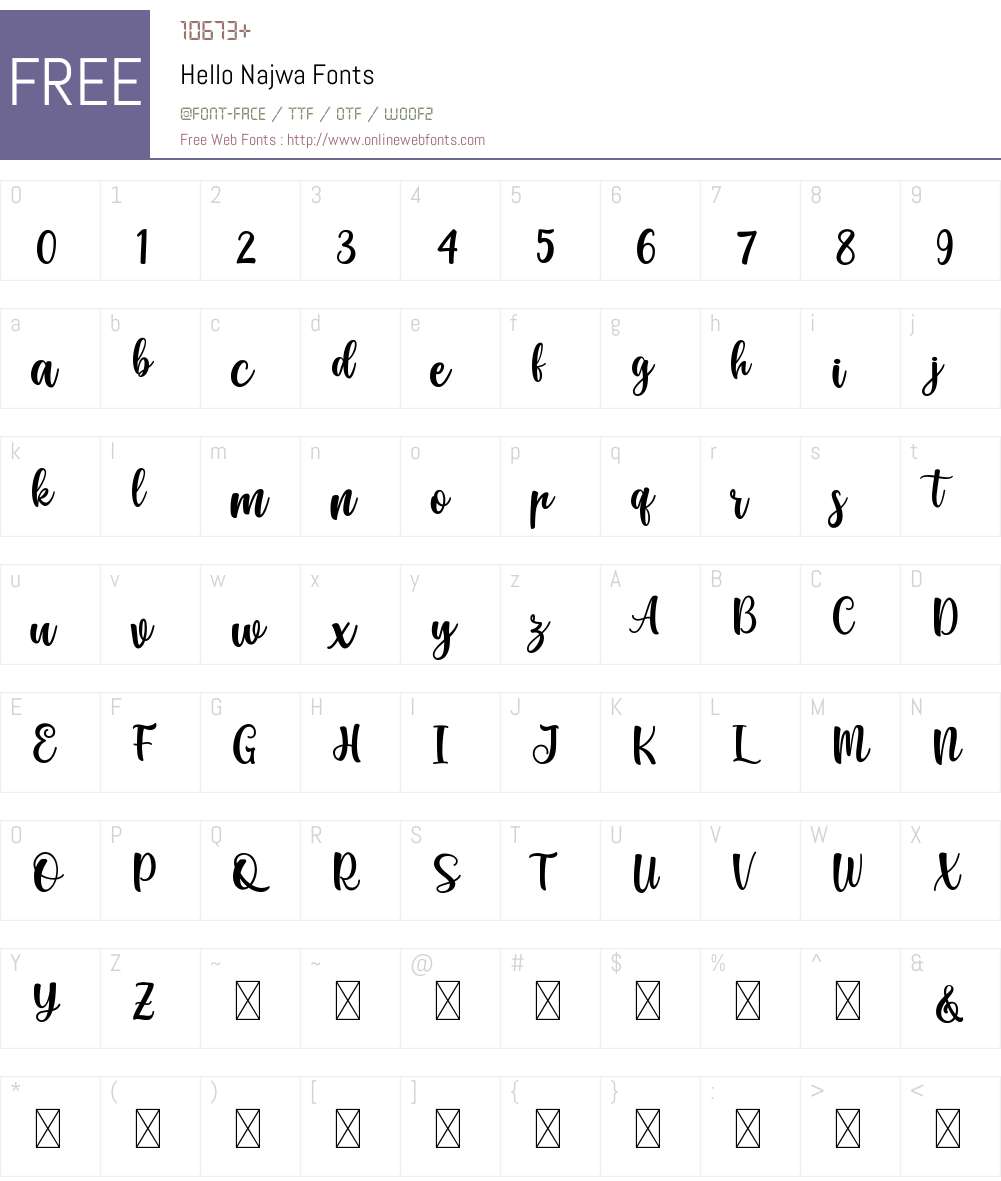 Hello Najwa Font Screenshots