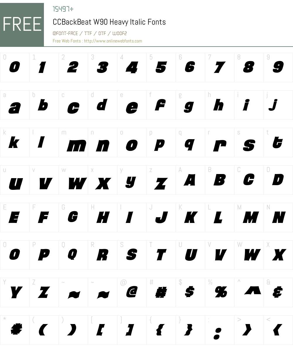 CCBackBeatW90-HeavyItalic Font Screenshots